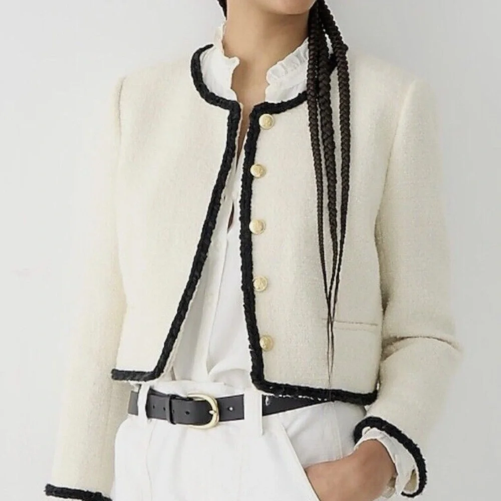 NWT J.Crew Louisa Lady Jacket Blazer Maritime Tweed Natural/Black